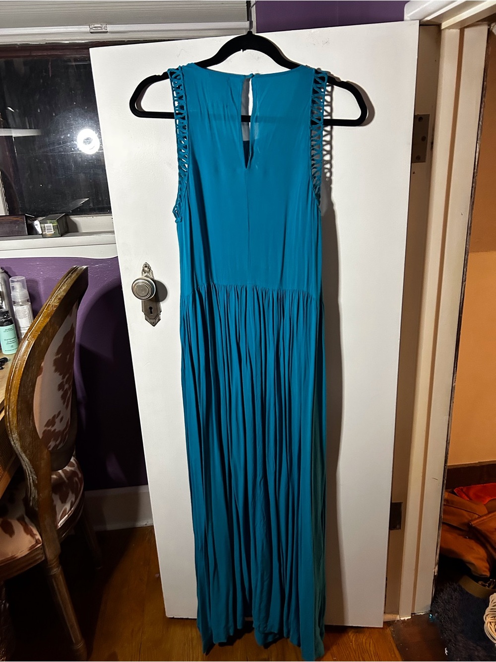 Anthropologie Teal Crochet Yoke Maxi Dress - Picture 5 of 7